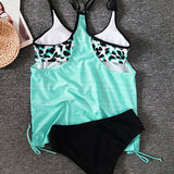 Sophie | Einfarbiger Tankini mit Leopardendruck