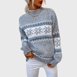 Karolina - Hellblauer Vintage-Pullover mit norwegischem Muster