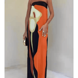 Ursula | Maxi-Abendkleid mit Print ärmellos aus Stil costiero