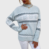 Karolina - Hellblauer Vintage-Pullover mit norwegischem Muster