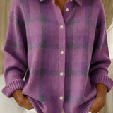 Saskia | Locker geschnittene karierte Strickjacke