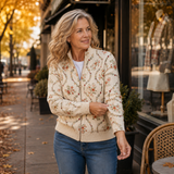 Danielle | Cremefarbene Strickjacke mit zartem Blumenrankenmuster