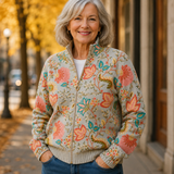 Hailey | Vintage-Strickjacke mit Blumengartenmuster