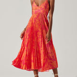 Sabine | Midikleid plissiert elegant Blumenprint chic Küsten