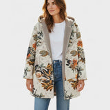 Hanneke | Boho-Sherpa-Jacke mit Kapuze und Blumenmuster