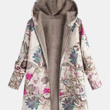 Tineke | Pastellfarbene Fleecejacke mit botanischem Muster