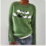 Jadwiga - Grauer Pullover mit Schafmotiv