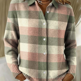 Grace | Pastellfarbene Vichykaro-Strickjacke