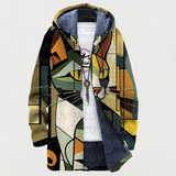 Jacke | Jas mit geometrischem Katzenmuster