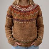 Julia - Brauner Pullover mit norwegischem Muster