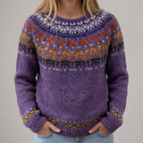 Wiktoria - Lila Pullover mit norwegischem Muster