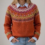 Emilia - Roter Vintage-Pullover mit norwegischem Muster