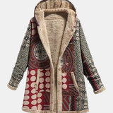 Gerda | Bordeauxroter Sherpa-Mantel mit geometrischem Muster