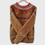 Julia - Brauner Pullover mit norwegischem Muster