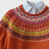 Emilia - Roter Vintage-Pullover mit norwegischem Muster