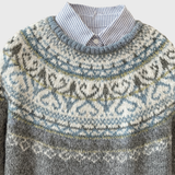 Anna - Helles graues Vintage-Pullover mit norwegischem Muster