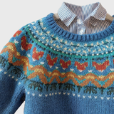 Barbara - Blauer Vintage-Pullover mit norwegischem Muster