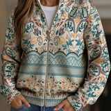 Olivia | Vintage-Strickjacke mit Blumen- und Bordürenmuster