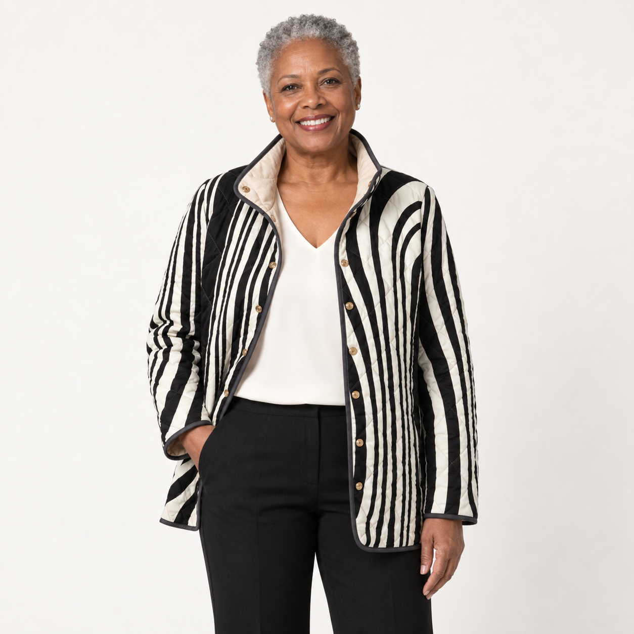 Isla | Lässige Steppjacke mit abstraktem geometrischem Muster