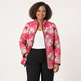 Victoria | Charmante rosa Steppjacke mit Blumenmuster