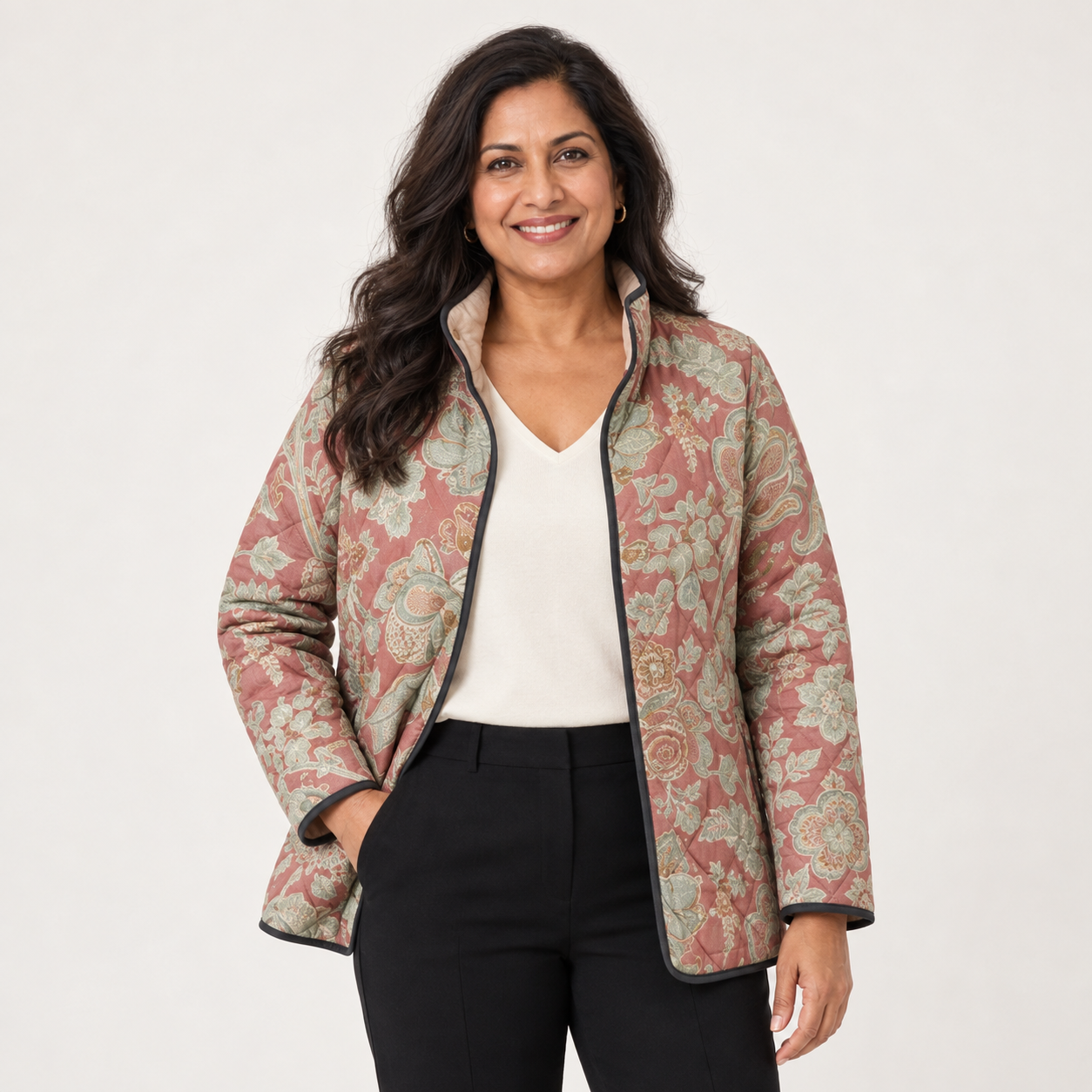 Grace | Lässige Vintage-Steppjacke mit Blumenmuster