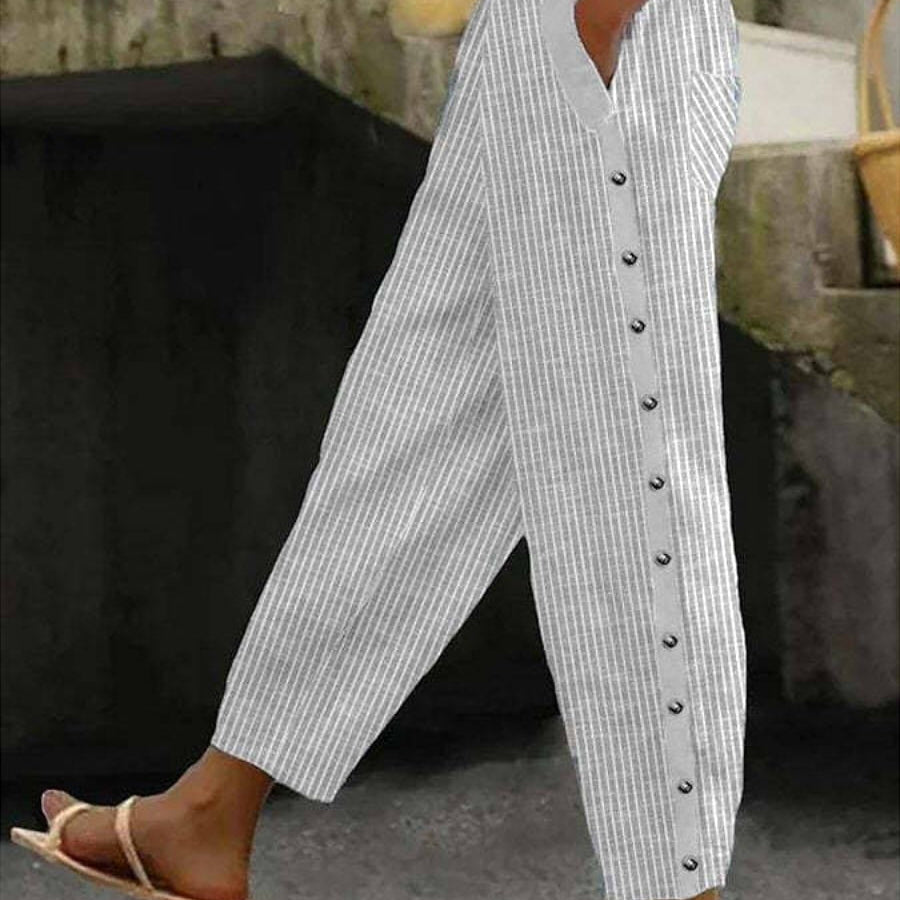 Clara | Gestreifte Hose mit Knöpfen