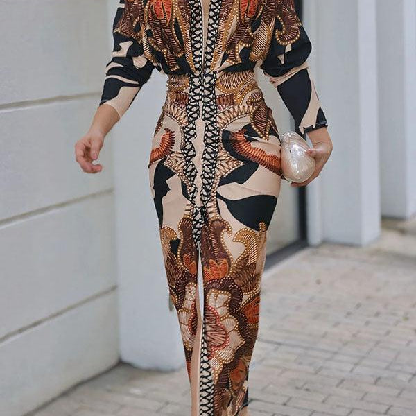 Monika | Midikleid mit Dolman-Ärmeln und sommerlichem Print