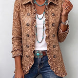 Vyclara | Vintage-Boho-Jacke mit Blumenmuster und Rüschen