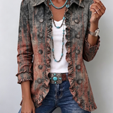 Bristow | Vintage-Jacke mit Strukturmuster, Farbverlauf und Rüschen