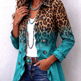 Elspeth | Blazerjacke mit Leopardenmuster, Farbverlauf und Rüschen