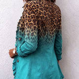 Elspeth | Blazerjacke mit Leopardenmuster, Farbverlauf und Rüschen