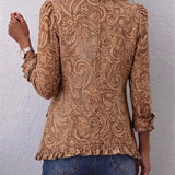 Vyclara | Vintage-Boho-Jacke mit Blumenmuster und Rüschen