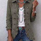 Kamberly | Boho-Utility-Jacke mit Blumenstickerei und Rüschenbesatz