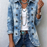 Jemison | Boho-Vintage-Jacke mit botanischem Muster, Farbverlauf und Rüschendetails