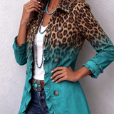 Elspeth | Blazerjacke mit Leopardenmuster, Farbverlauf und Rüschen