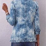 Jemison | Boho-Vintage-Jacke mit botanischem Muster, Farbverlauf und Rüschendetails