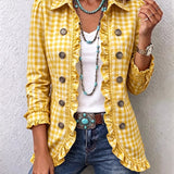 Charlene | Vichykaro-Jacke mit Rüschen und Knopfleiste