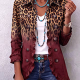 Elspeth | Blazerjacke mit Leopardenmuster, Farbverlauf und Rüschen