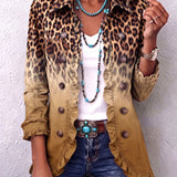 Elspeth | Blazerjacke mit Leopardenmuster, Farbverlauf und Rüschen