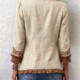 Dawncroft | Vintage-Boho-Jacke mit Blumenmuster und Rüschen