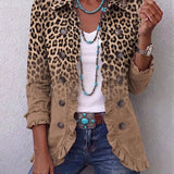 Tawny | Vintage-Jacke mit Leopardenmuster, Farbverlauf und Rüschen