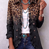 Sabina | Blazerjacke mit Leopardenmuster, Farbverlauf und Rüschen