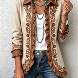 Dawncroft | Vintage-Boho-Jacke mit Blumenmuster und Rüschen