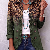 Rowena | Blazerjacke mit Leopardenmuster, Farbverlauf und Rüschen