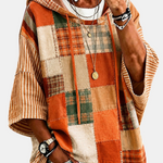 Herbst-Hoodie mit künstlerischem Patchwork-Muster – Produktansicht