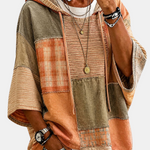Herbst-Hoodie mit künstlerischem Patchwork-Design – Produktansicht