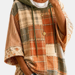 Damen-Hoodie mit herbstlichem Patchwork – Produktansicht