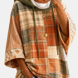 Damen-Hoodie mit herbstlichem Patchwork – Produktansicht