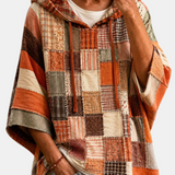 Damen-Hoodie mit künstlerischem Patchwork-Design – Produktansicht