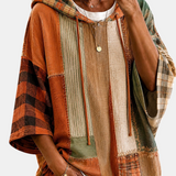 Damen-Hoodie in herbstlicher Patchwork-Optik – Produktansicht